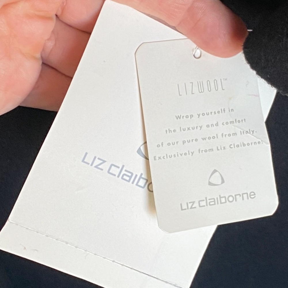 Vintage 90s Iconic Black Wool Trench Peacoat/Jacket by Liz Claiborne 14 - Picture 9 of 14